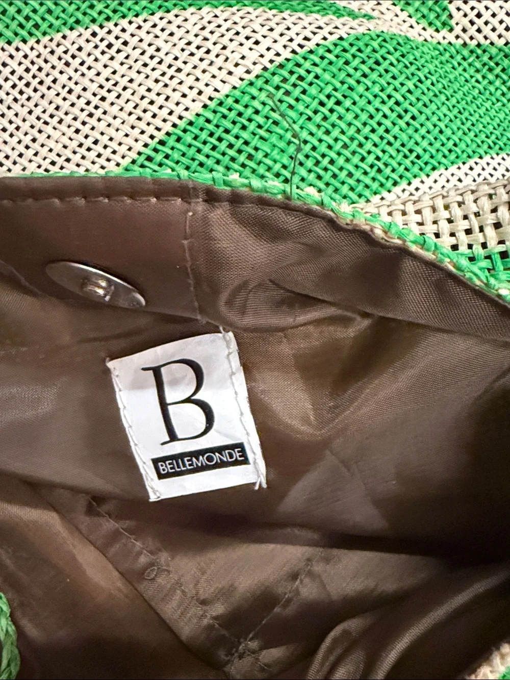 Bellemonde Green Zebra-Print Tote Bag